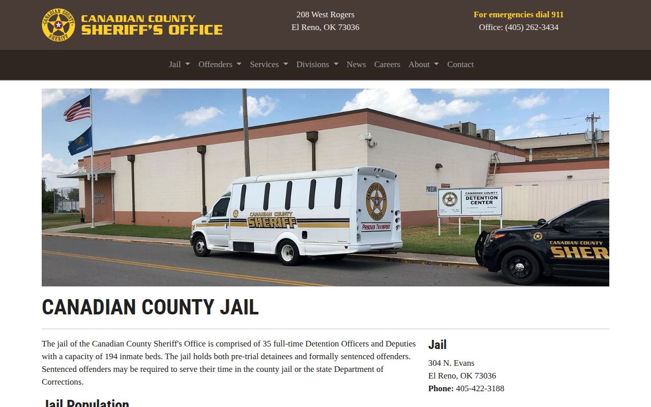 Canadian County Jail facility and release context