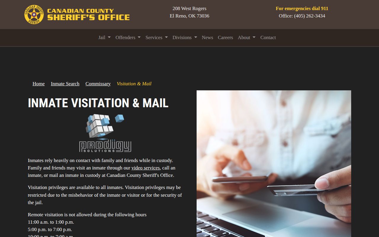 Canadian County Jail post-release visitation record rule
